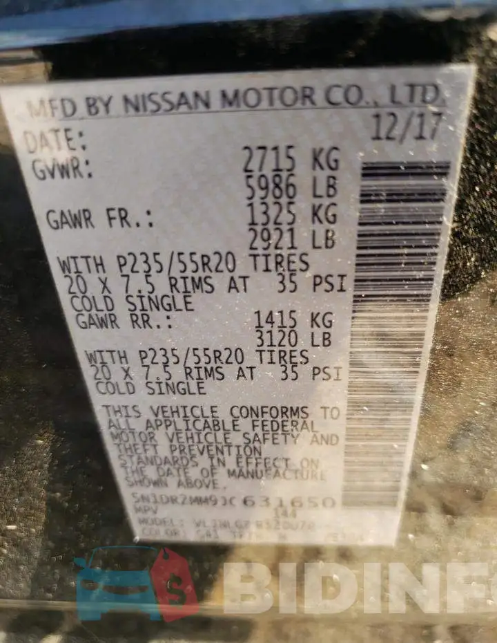 5N1DR2MM9JC631650 Photo# 13