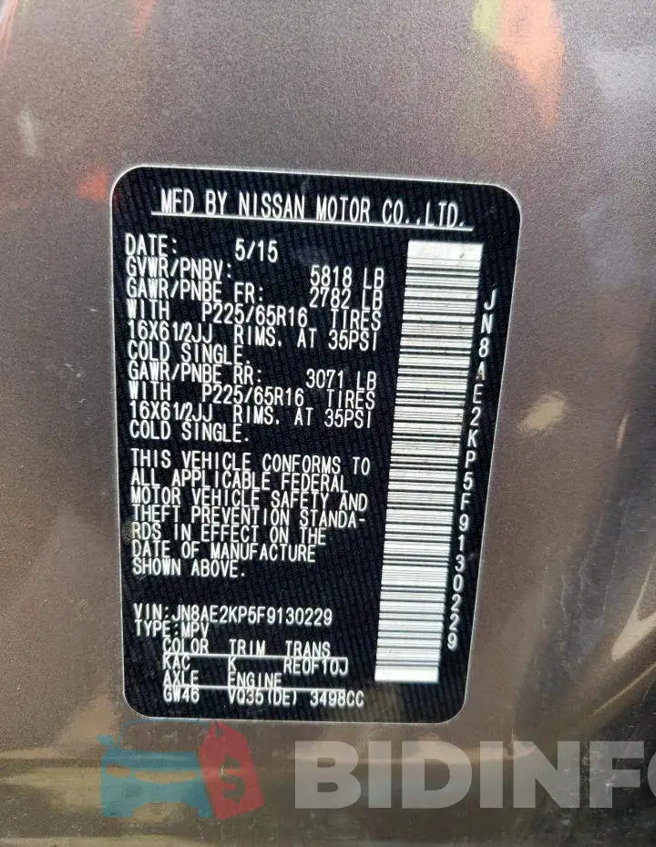 JN8AE2KP5F9130229 Photo# 13