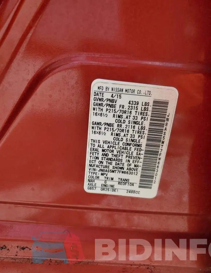 JN8AS5MT7FW663012 Photo# 13