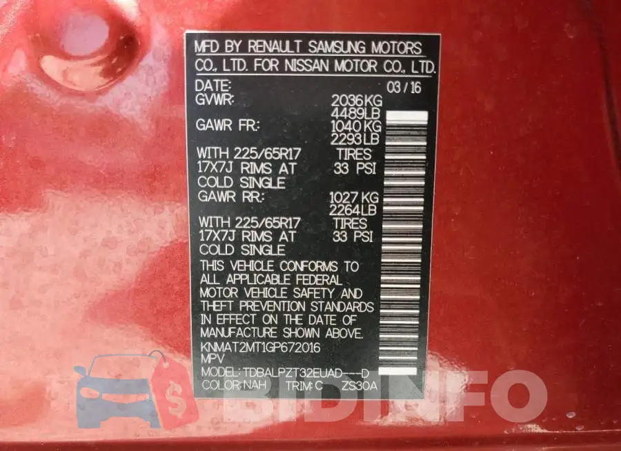 KNMAT2MT1GP672016 Photo# 13