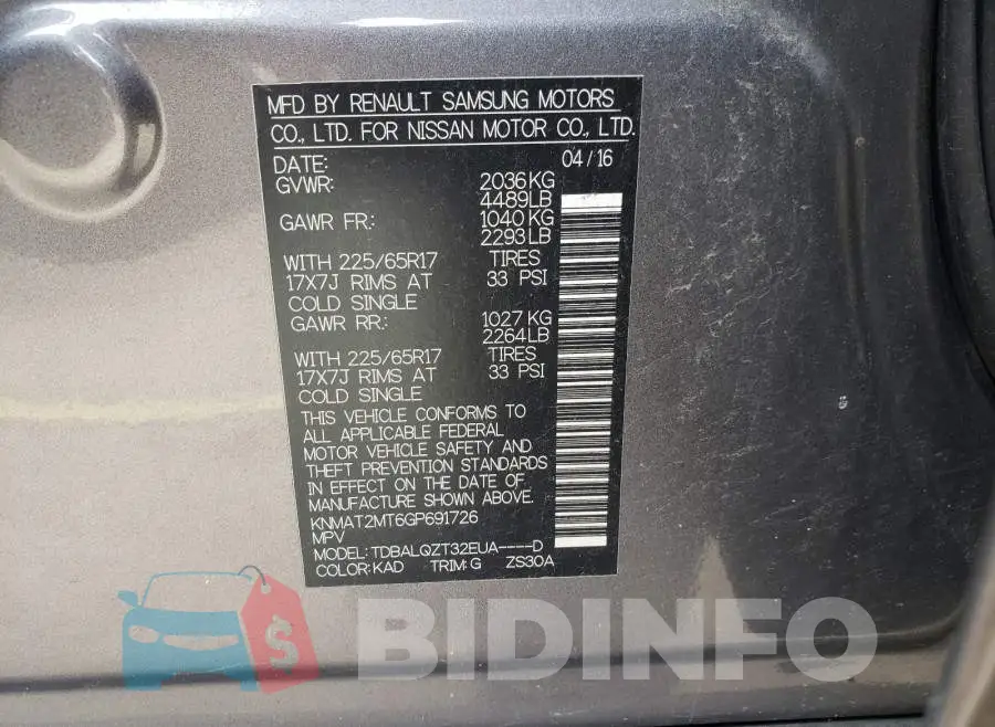 KNMAT2MT6GP691726 Photo# 10
