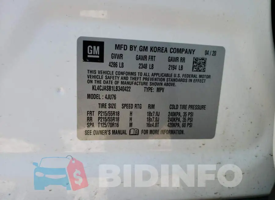 KL4CJASB1LB340422 Photo# 13