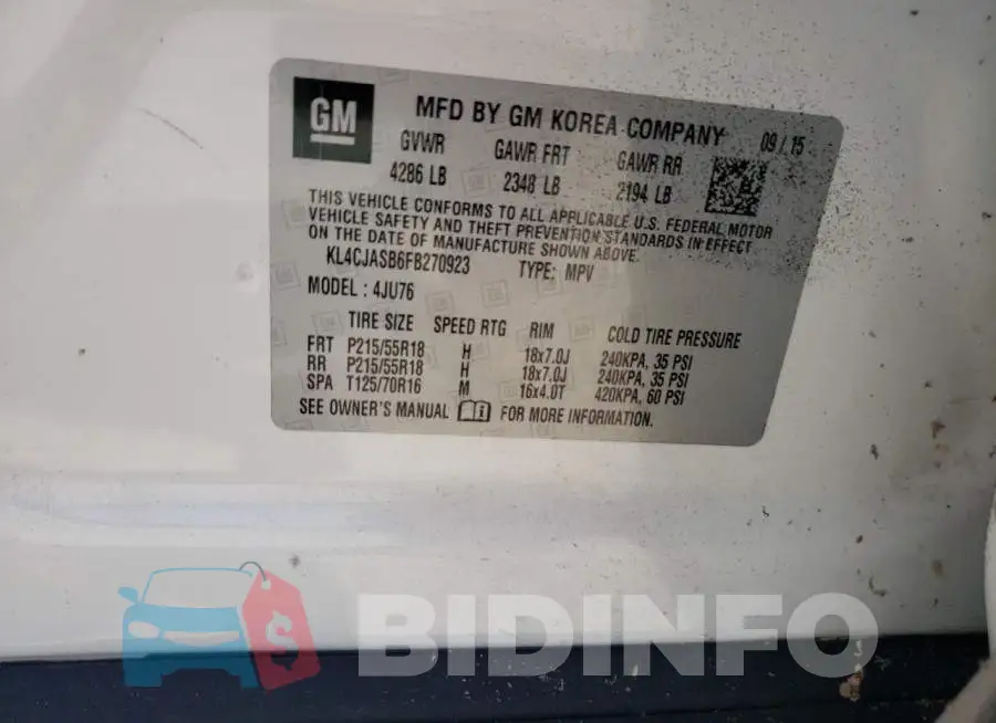 KL4CJASB6FB270923 Photo# 14