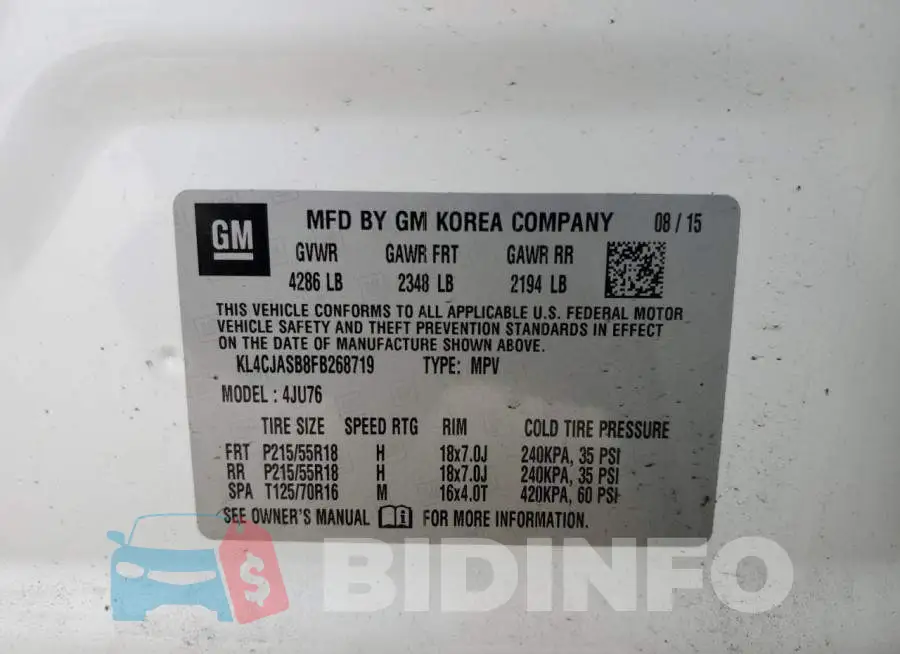 KL4CJASB8FB268719 Photo# 12