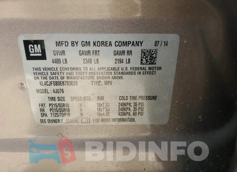 KL4CJFSB0EB783628 Photo# 13