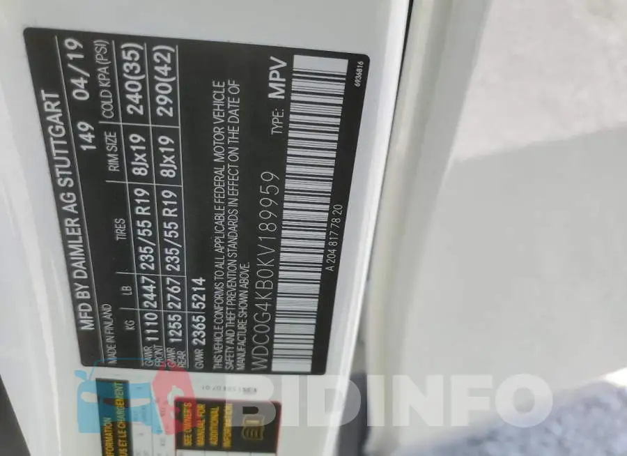 WDC0G4KB0KV189959 Photo# 14