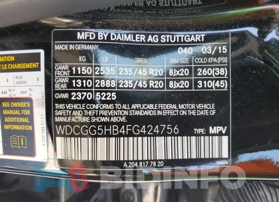 WDCGG5HB4FG424756 Photo# 13