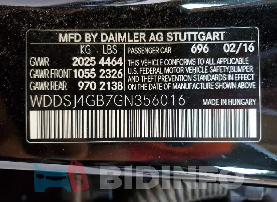 WDDSJ4GB7GN356016 Photo# 13