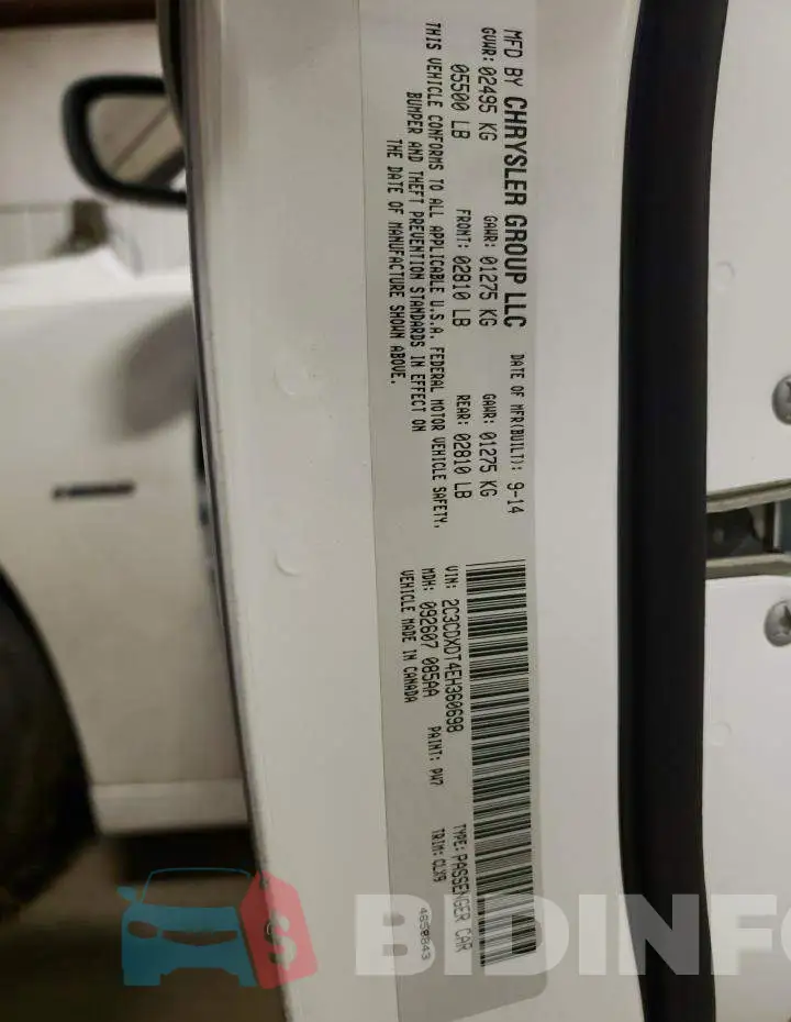2C3CDXDT4EH360698 Photo# 12
