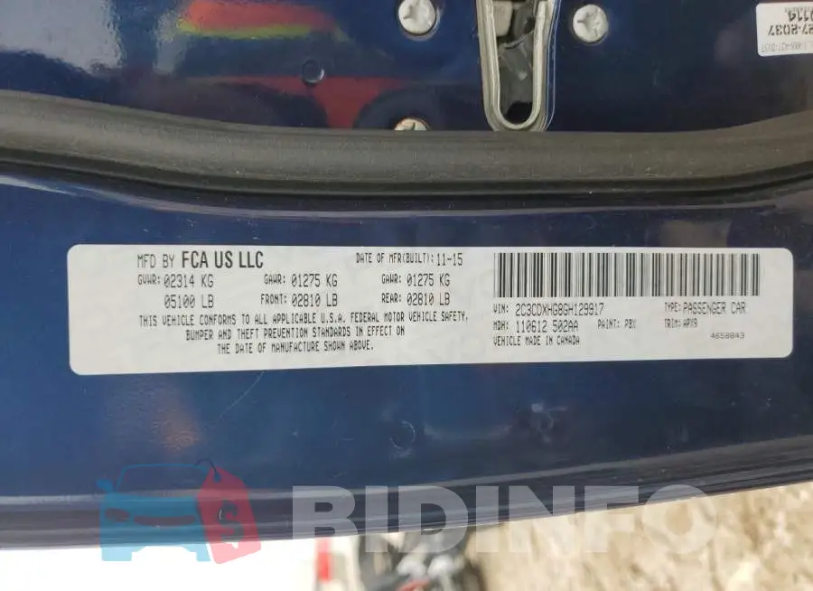 2C3CDXHG8GH129917 Photo# 13