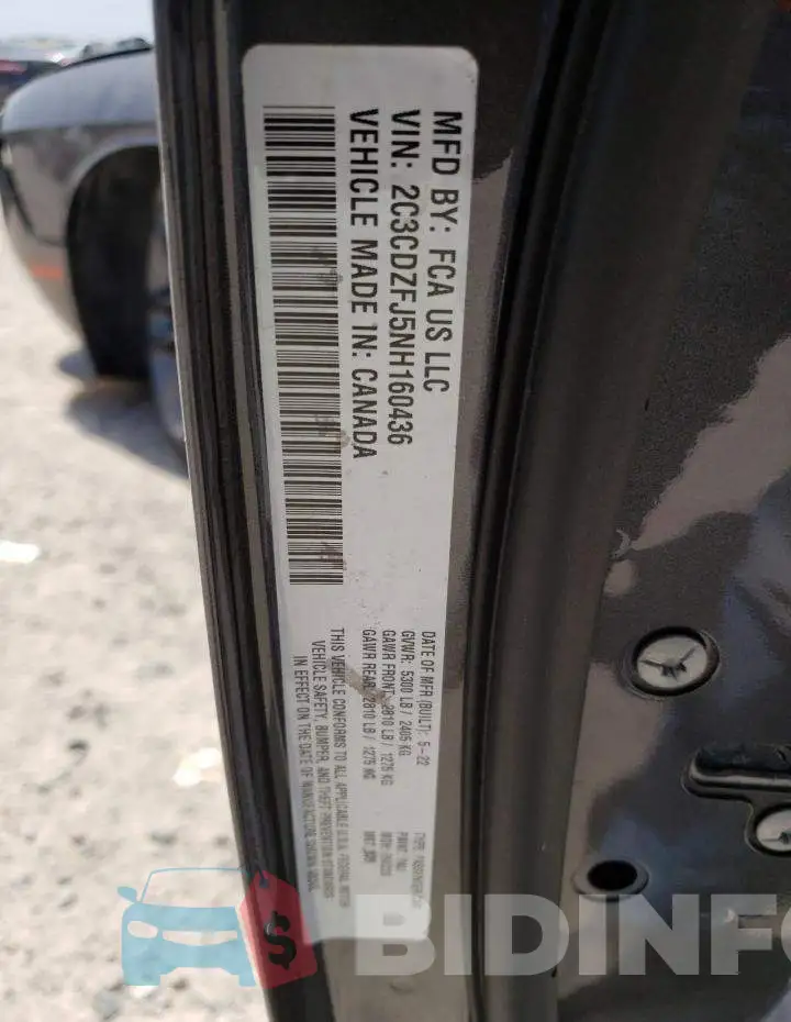 2C3CDZFJ5NH160436 Photo# 12