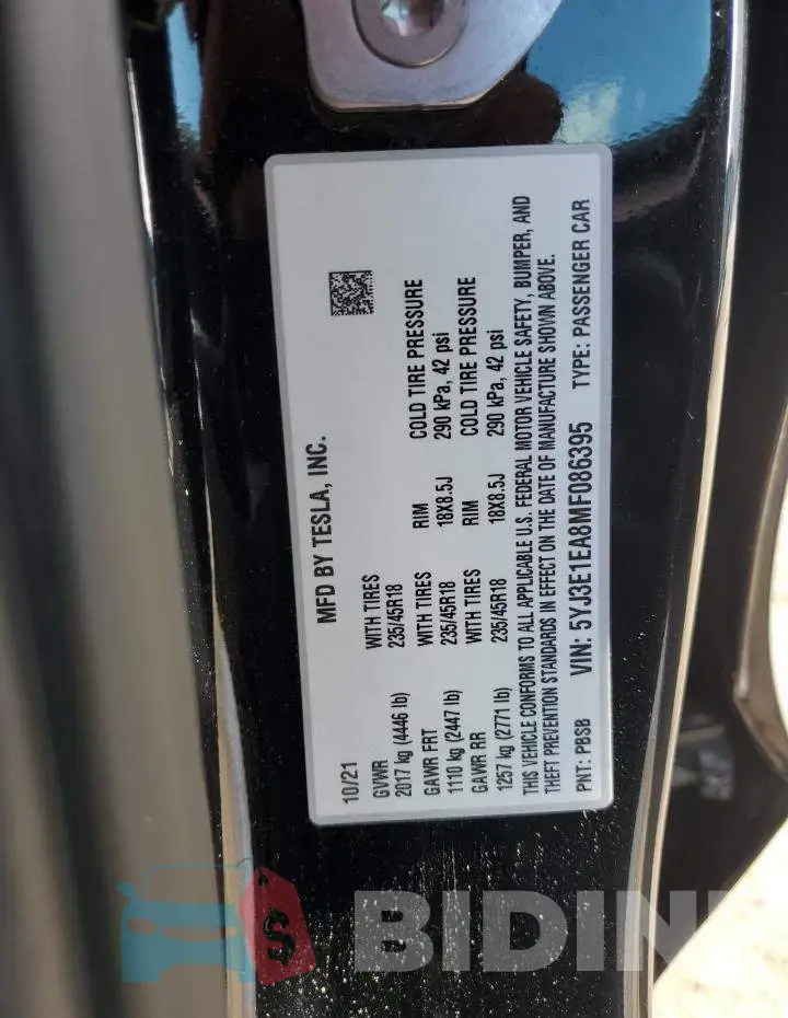 5YJ3E1EA8MF086395 Photo# 13