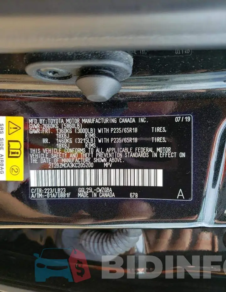 2T2BZMCA3KC205200 Photo# 13
