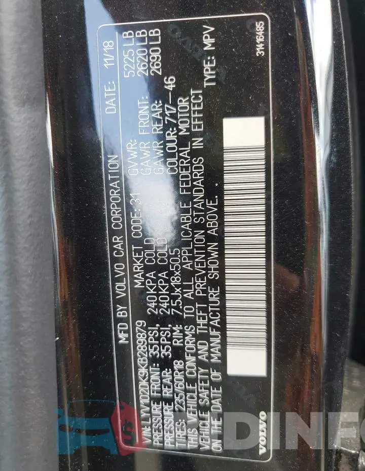 LYV102DK9KB289879 Photo# 13