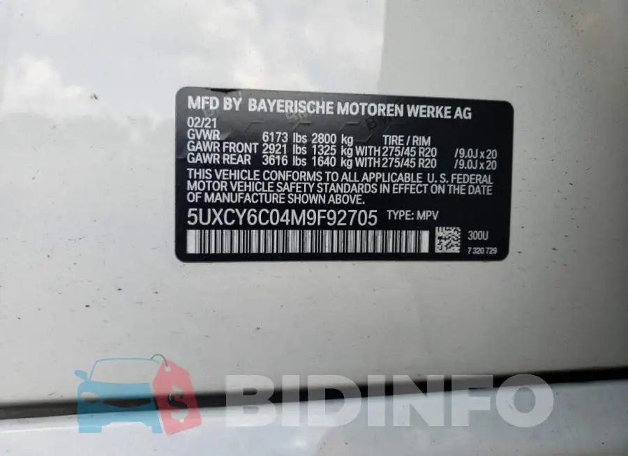 5UXCY6C04M9F92705 Photo# 12