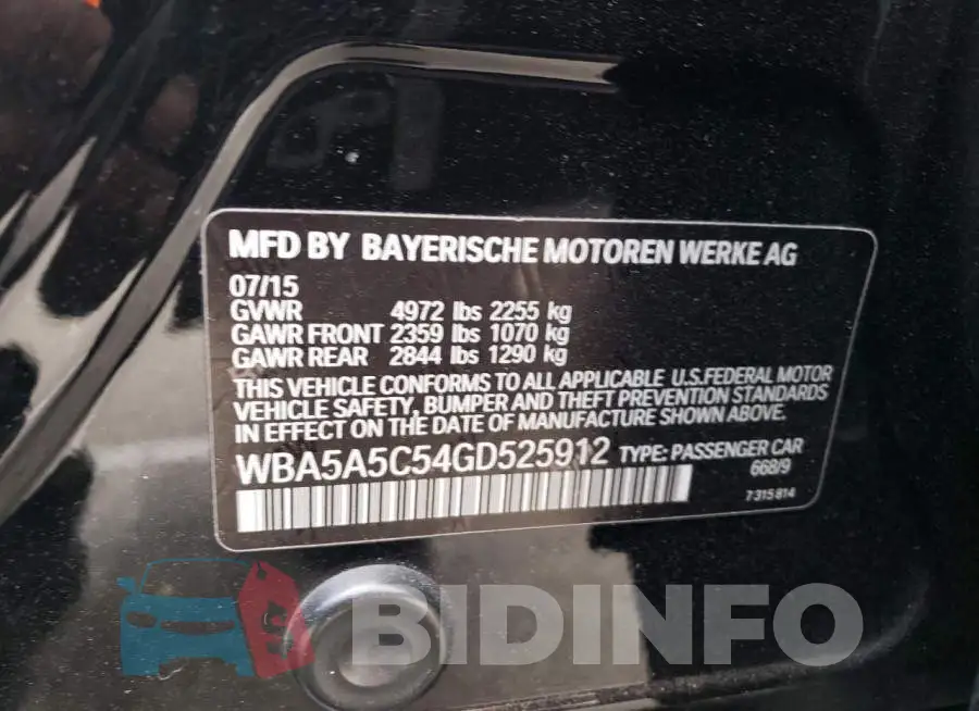 WBA5A5C54GD525912 Photo# 12