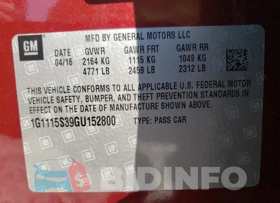 1G1115S39GU152800 Photo# 13