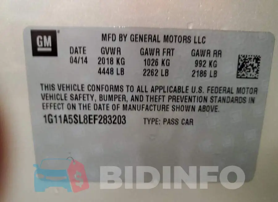 1G11A5SL8EF283203 Photo# 12