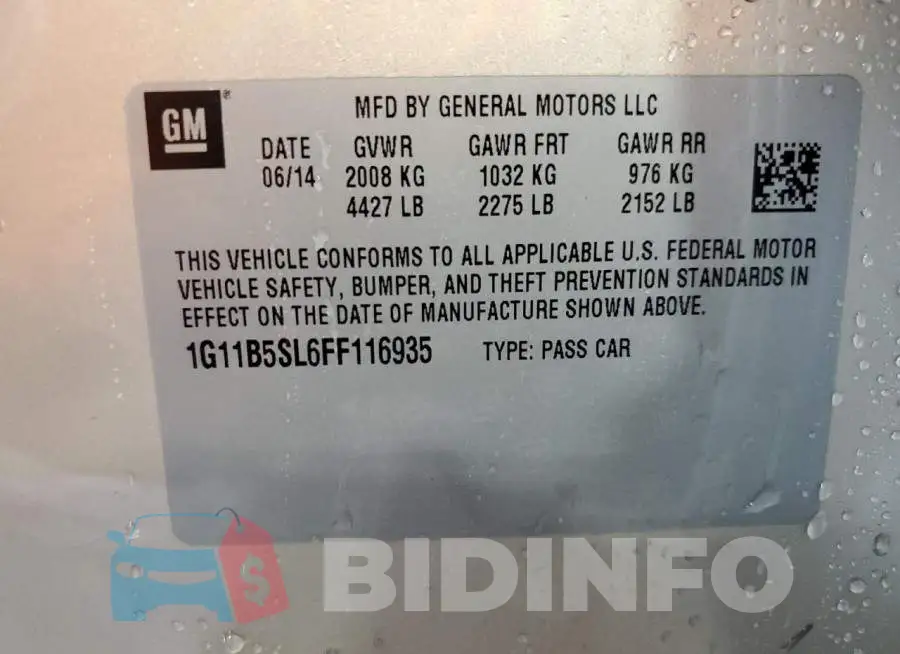 1G11B5SL6FF116935 Photo# 13