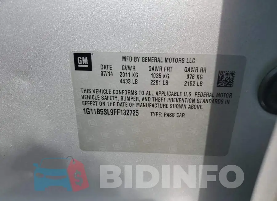 1G11B5SL9FF132725 Photo# 12