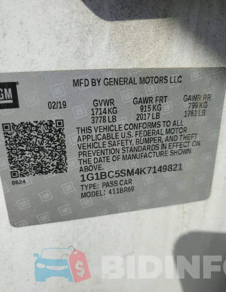 1G1BC5SM4K7149821 Photo# 12