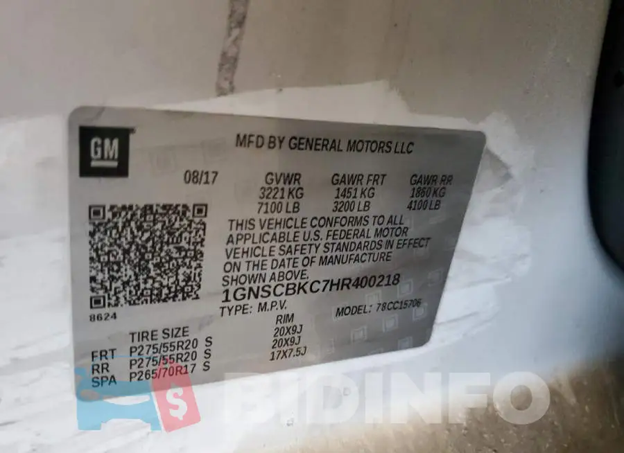 1GNSCBKC7HR400218 Photo# 13