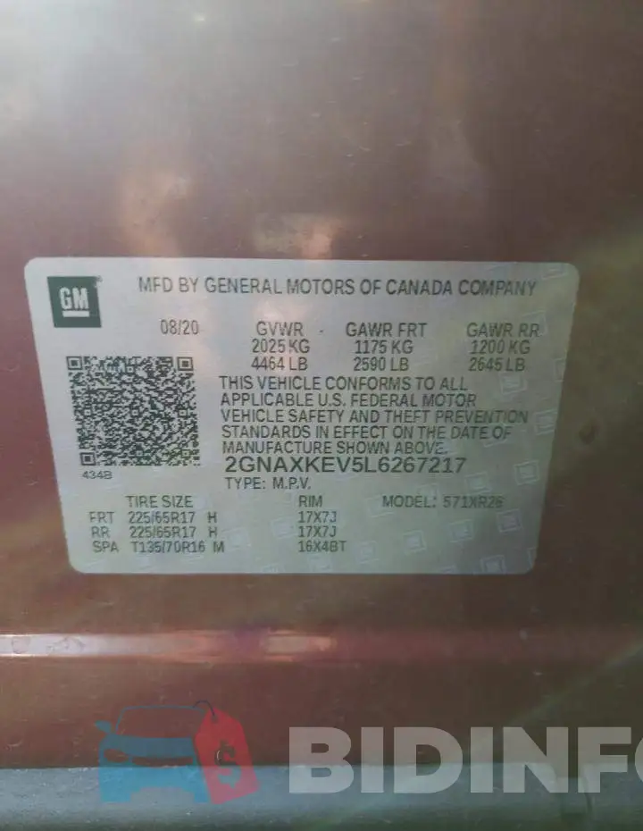 2GNAXKEV5L6267217 Photo# 14
