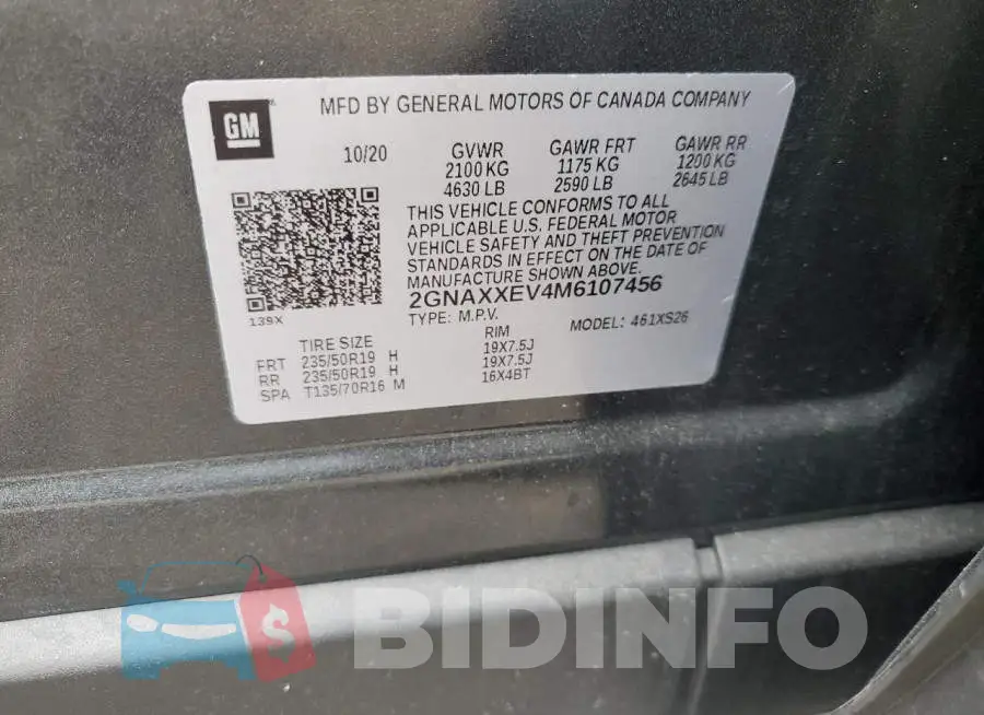 2GNAXXEV4M6107456 Photo# 12