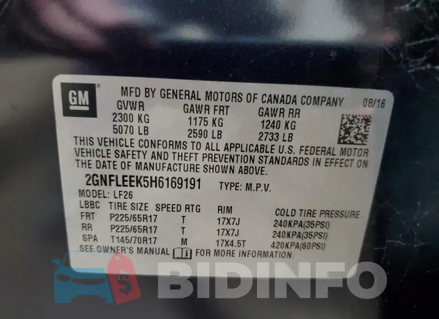 2GNFLEEK5H6169191 Photo# 13