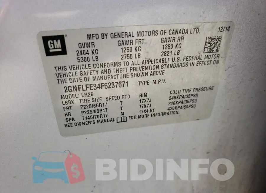 2GNFLFE34F6237671 Photo# 13