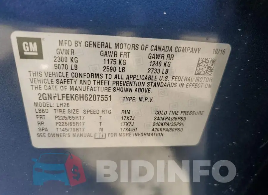 2GNFLFEK6H6207551 Photo# 12