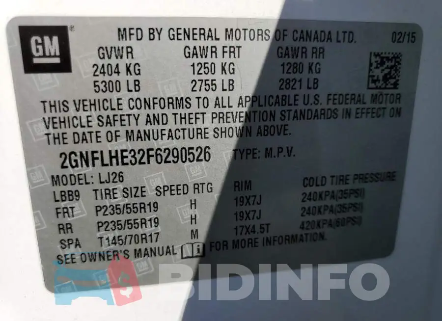 2GNFLHE32F6290526 Photo# 14