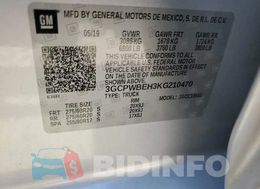 3GCPWBEH3KG210470 Photo# 13
