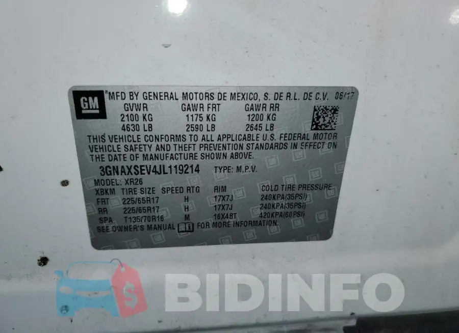 3GNAXSEV4JL119214 Photo# 14
