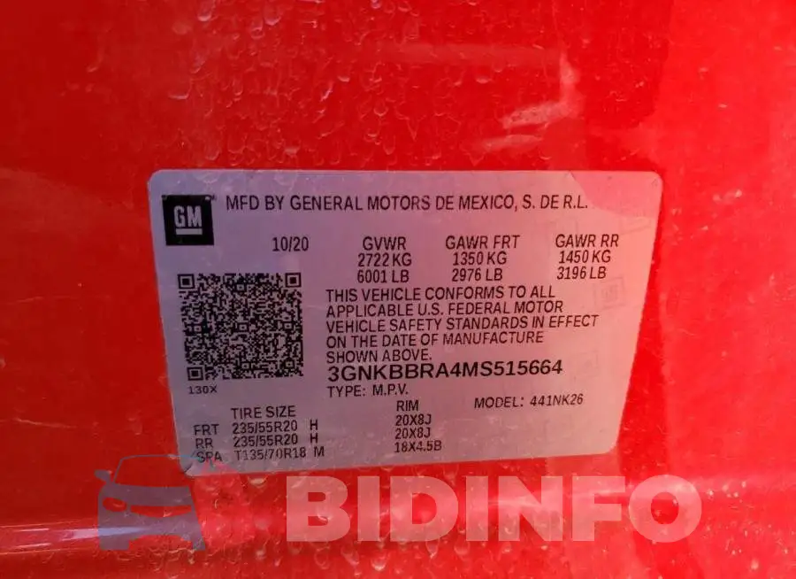 3GNKBBRA4MS515664 Photo# 13