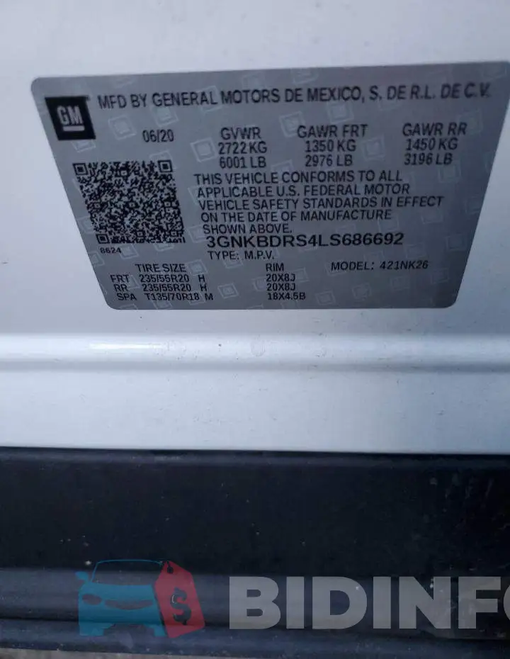 3GNKBDRS4LS686692 Photo# 14