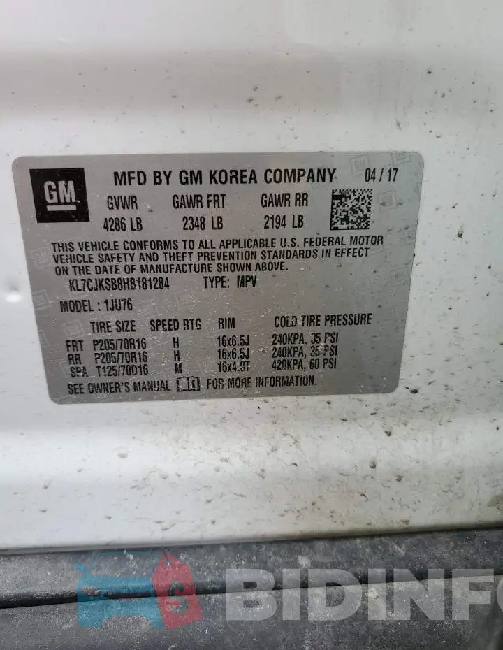 KL7CJKSB8HB181284 Photo# 13