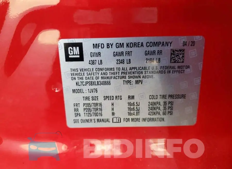 KL7CJPSBXLB340666 Photo# 14