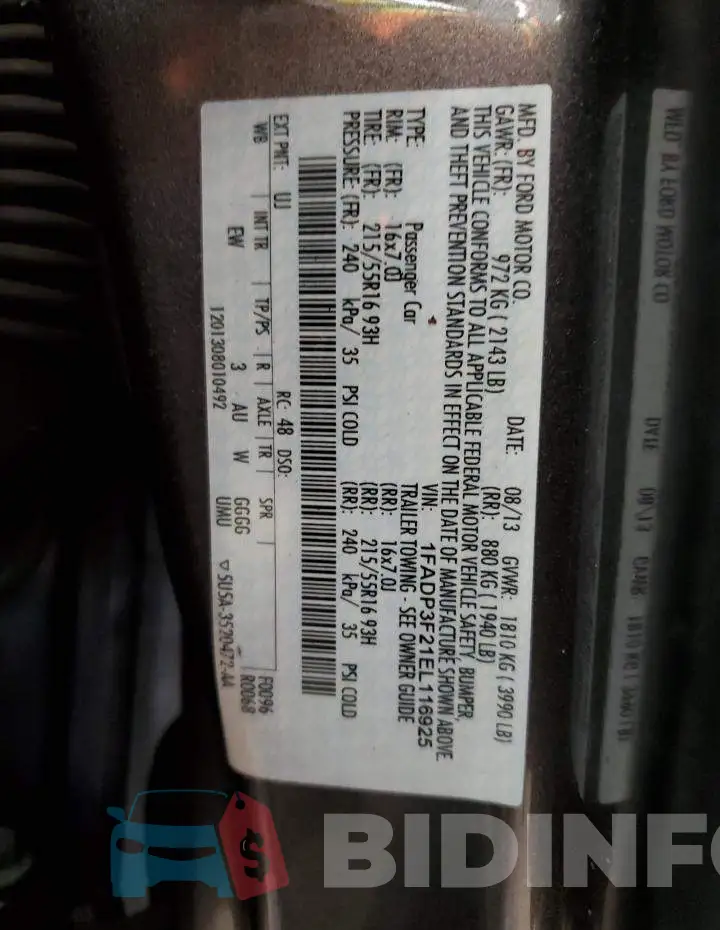 1FADP3F21EL116925 Photo# 13