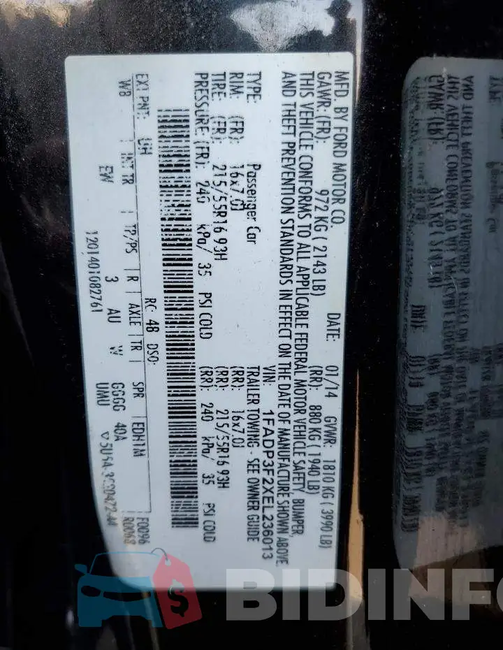 1FADP3F2XEL236013 Photo# 12