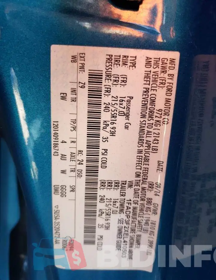 1FADP3F2XEL410503 Photo# 12