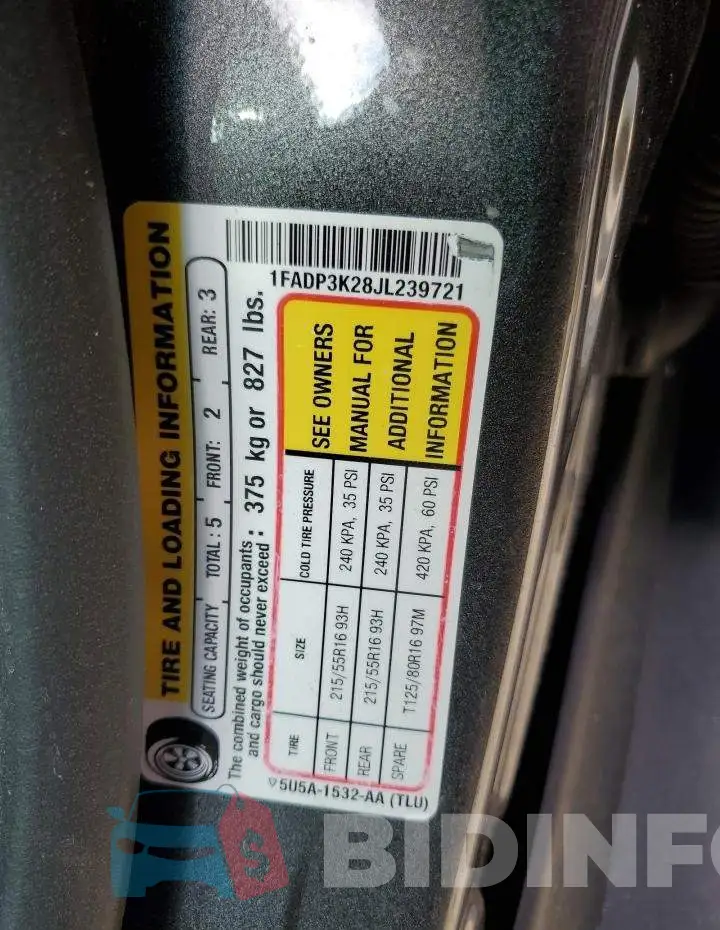 1FADP3K28JL239721 Photo# 13
