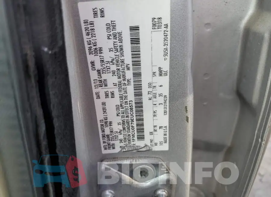 1FMCU0F79EUC08573 Photo# 12