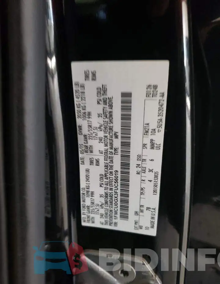 1FMCU0GX3FUC56019 Photo# 12