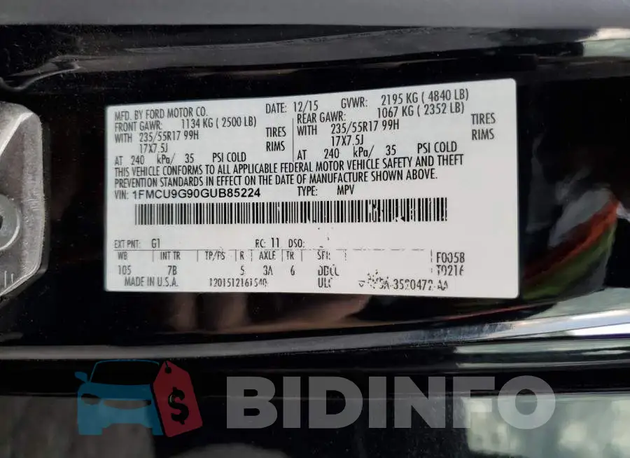 1FMCU9G90GUB85224 Photo# 13