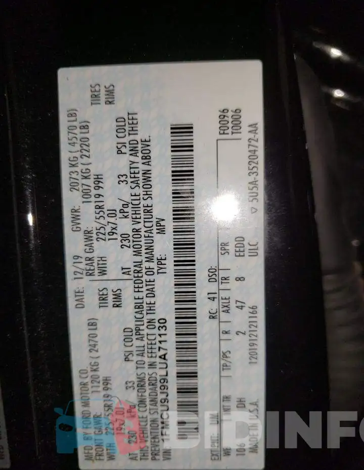1FMCU9J99LUA71130 Photo# 13