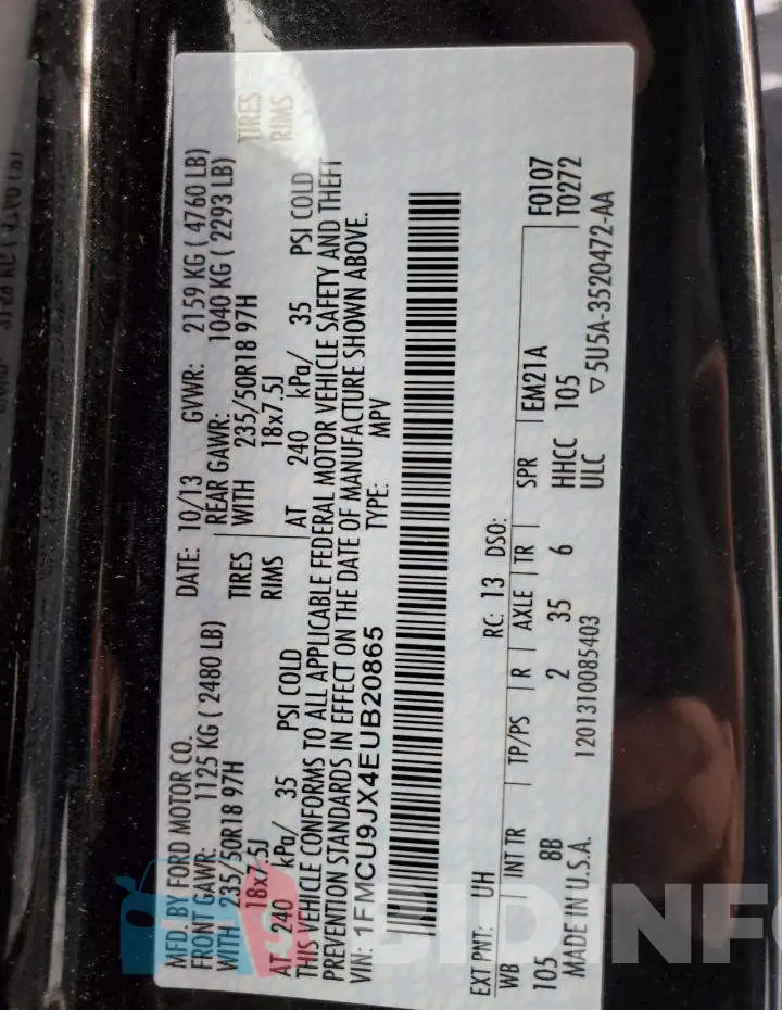1FMCU9JX4EUB20865 Photo# 13