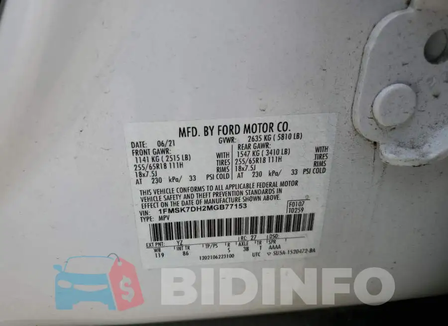 1FMSK7DH2MGB77153 Photo# 13