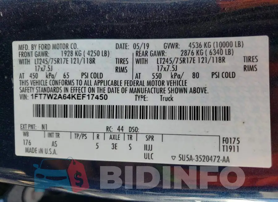 1FT7W2A64KEF17450 Photo# 12