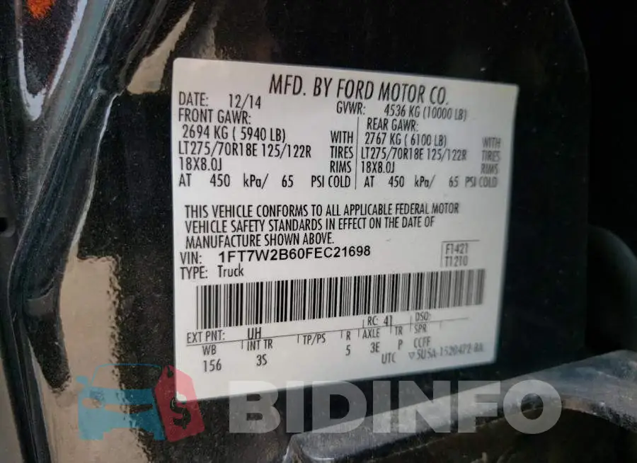 1FT7W2B60FEC21698 Photo# 12